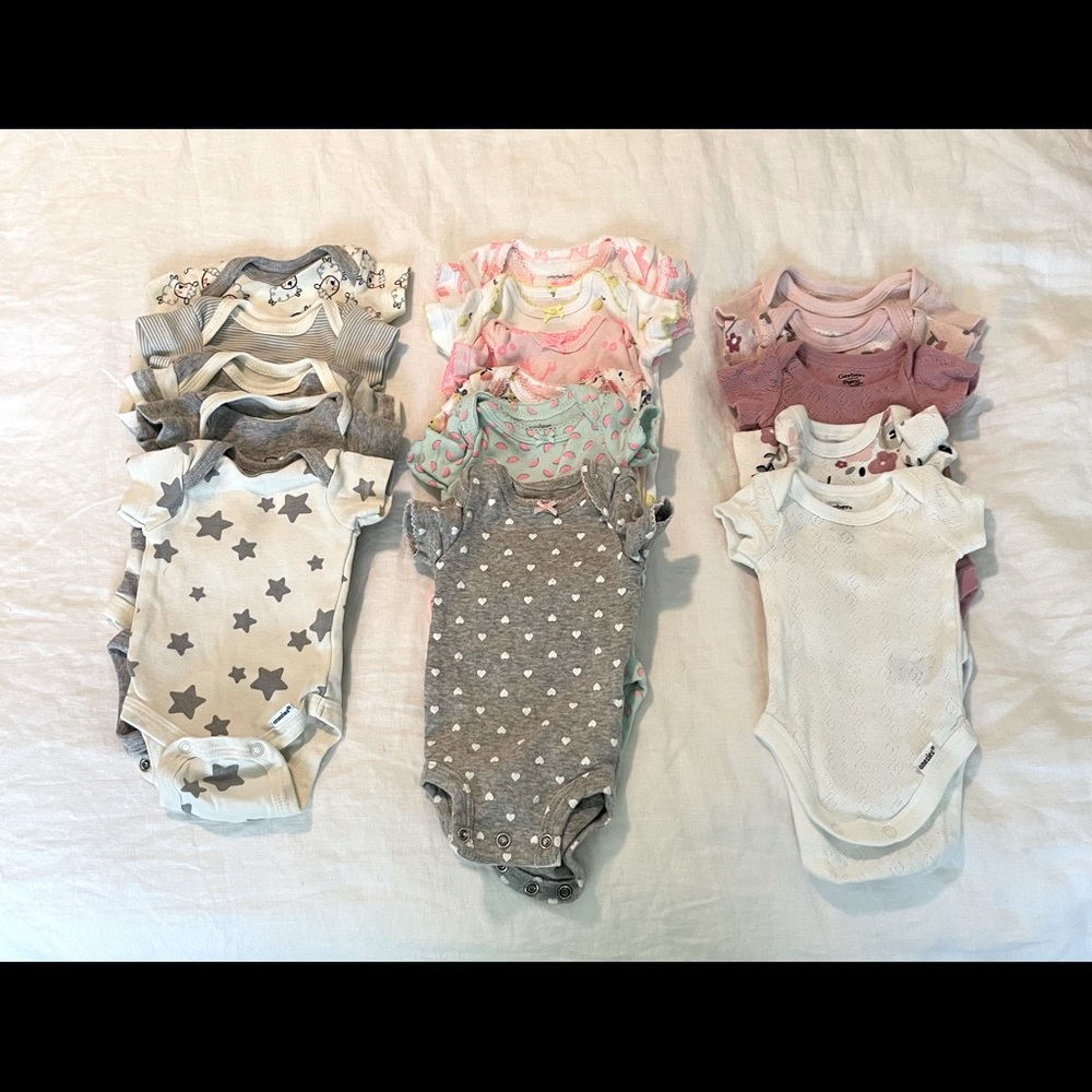 Lot of 17 preemie onesies LIKE NEW